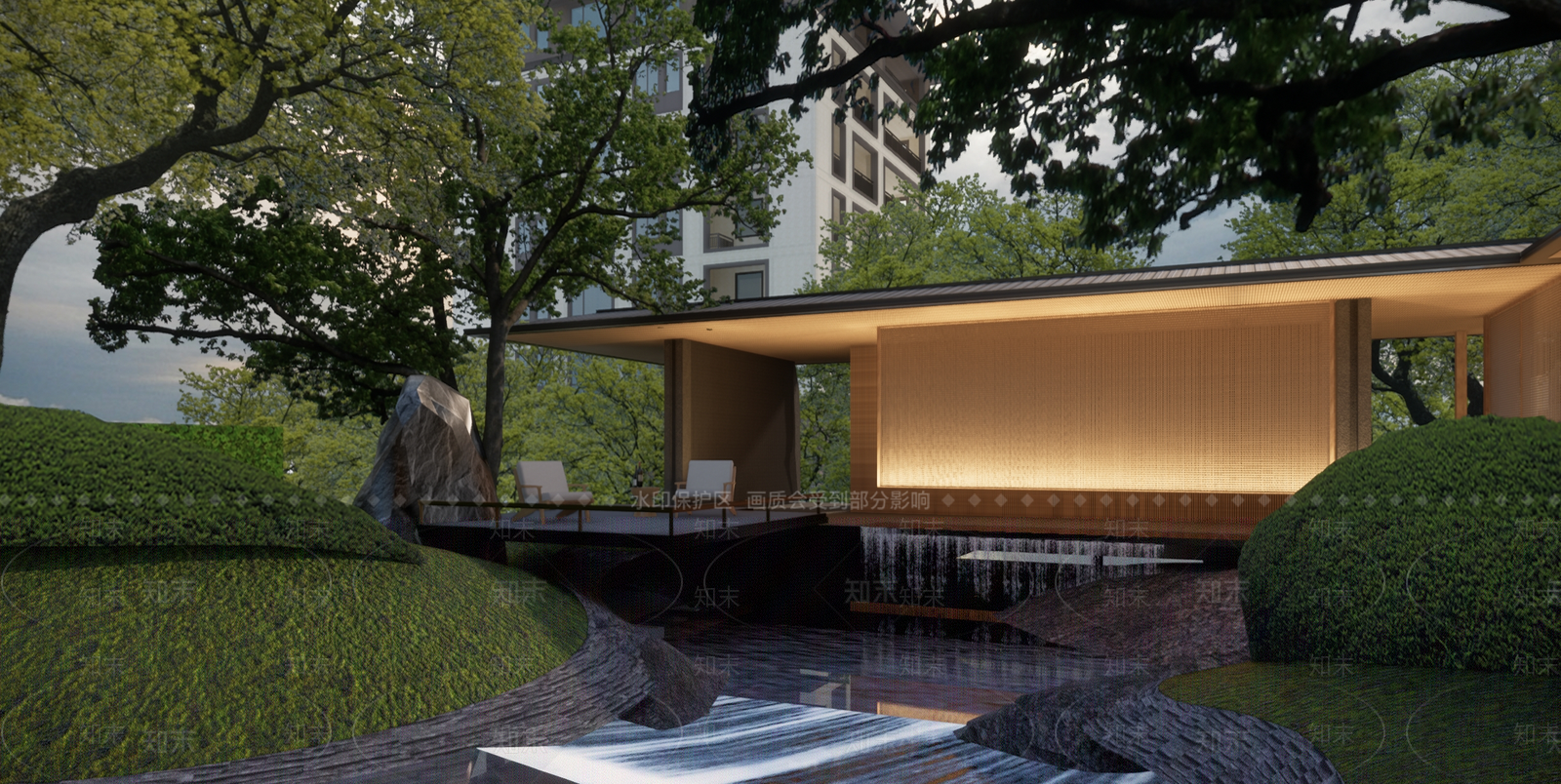 现代新中式庭院小品SU模型下载【ID:1183095972】