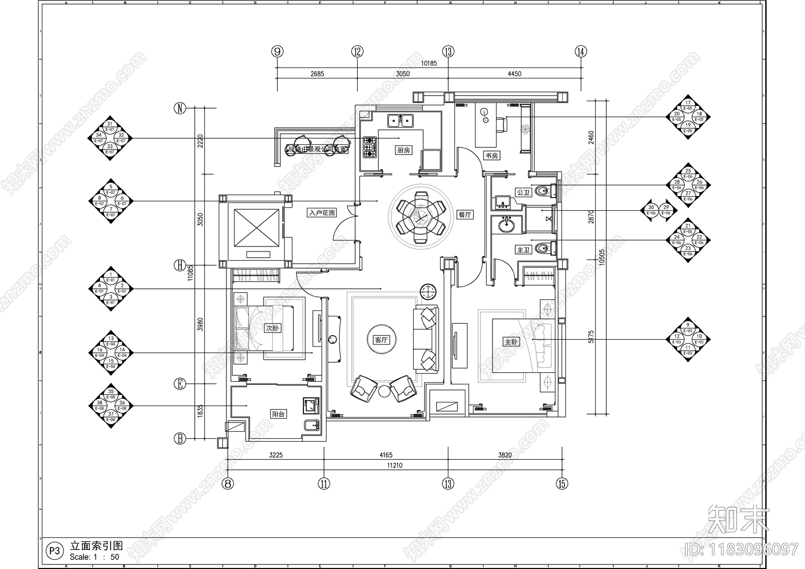 平层cad施工图下载【ID:1183096097】