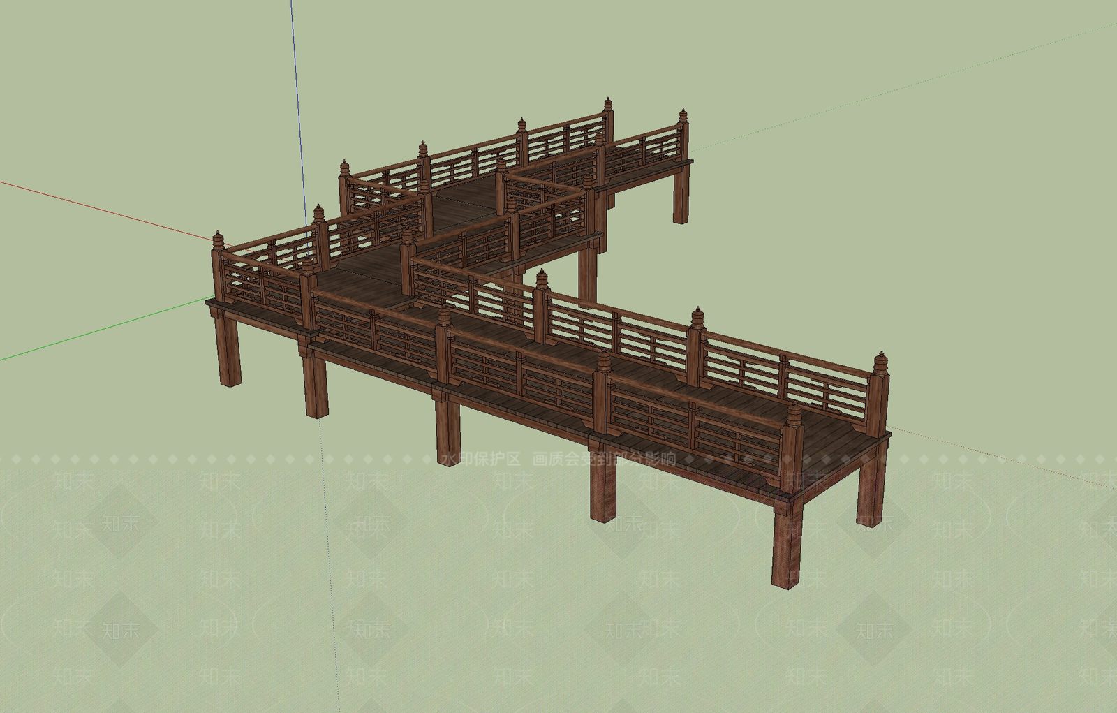 复古中式景观桥SU模型下载【ID:1183096676】