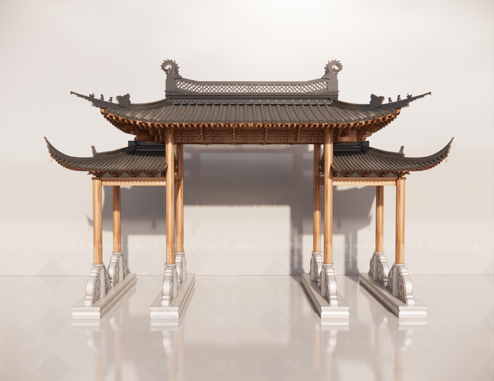 现代新中式牌坊牌楼SU模型下载【ID:1183100193】