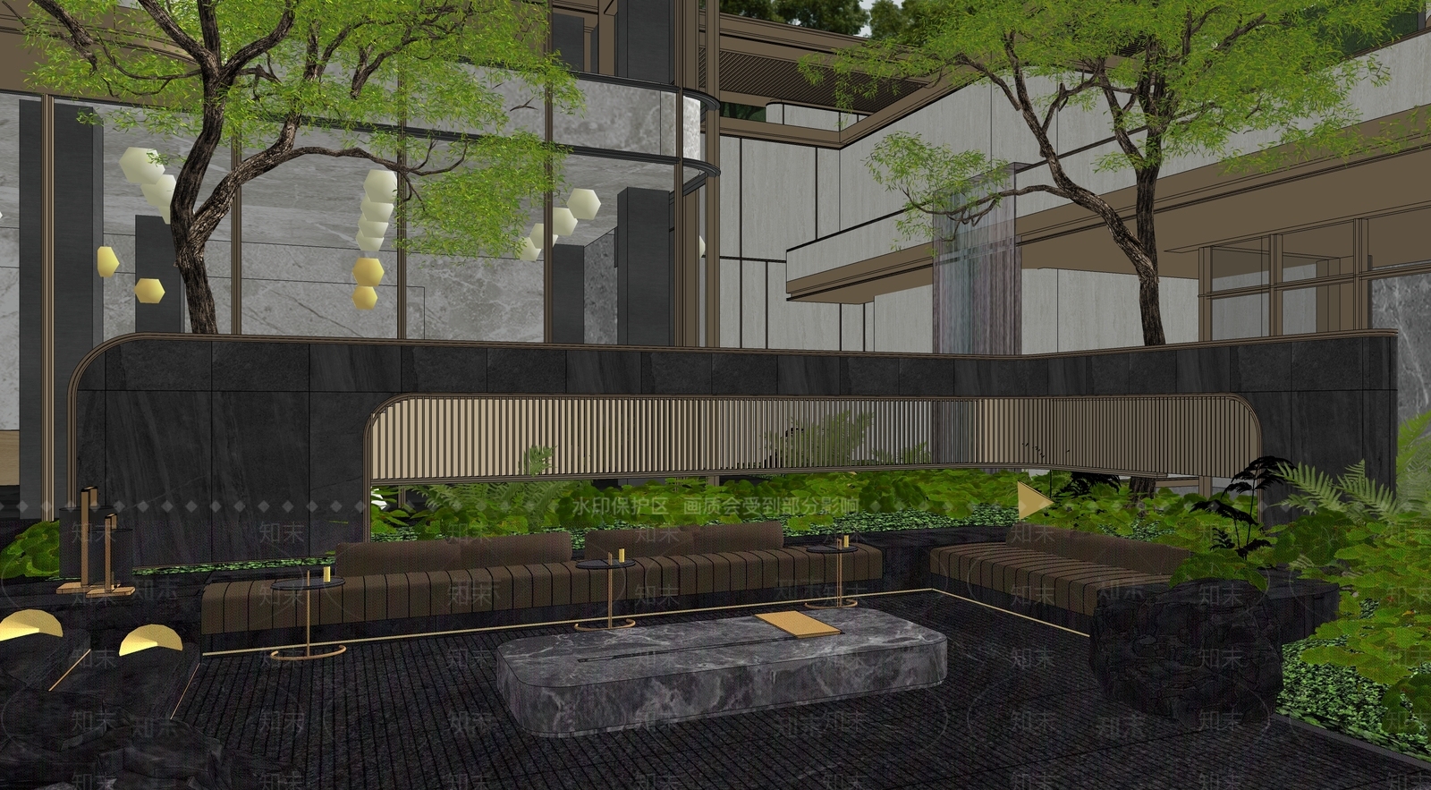 现代轻奢小区景观SU模型下载【ID:1183100623】