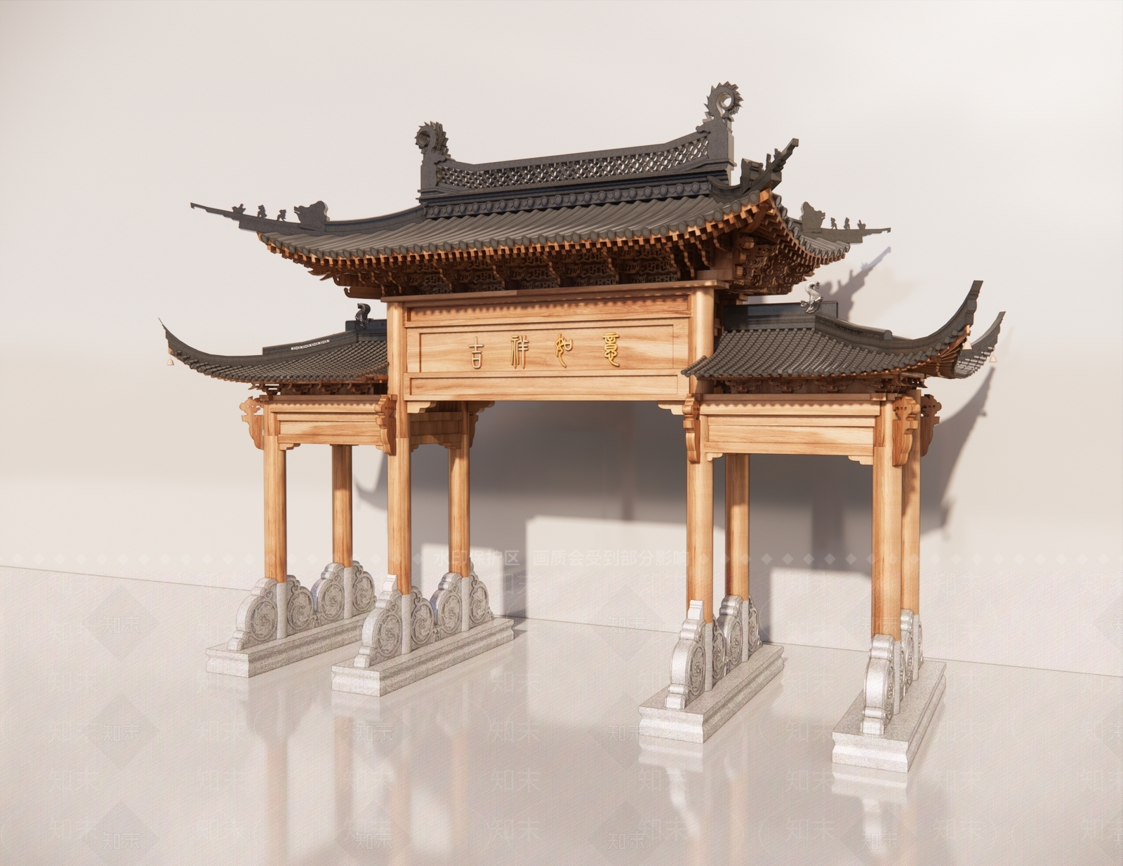 现代新中式牌坊牌楼SU模型下载【ID:1183103276】