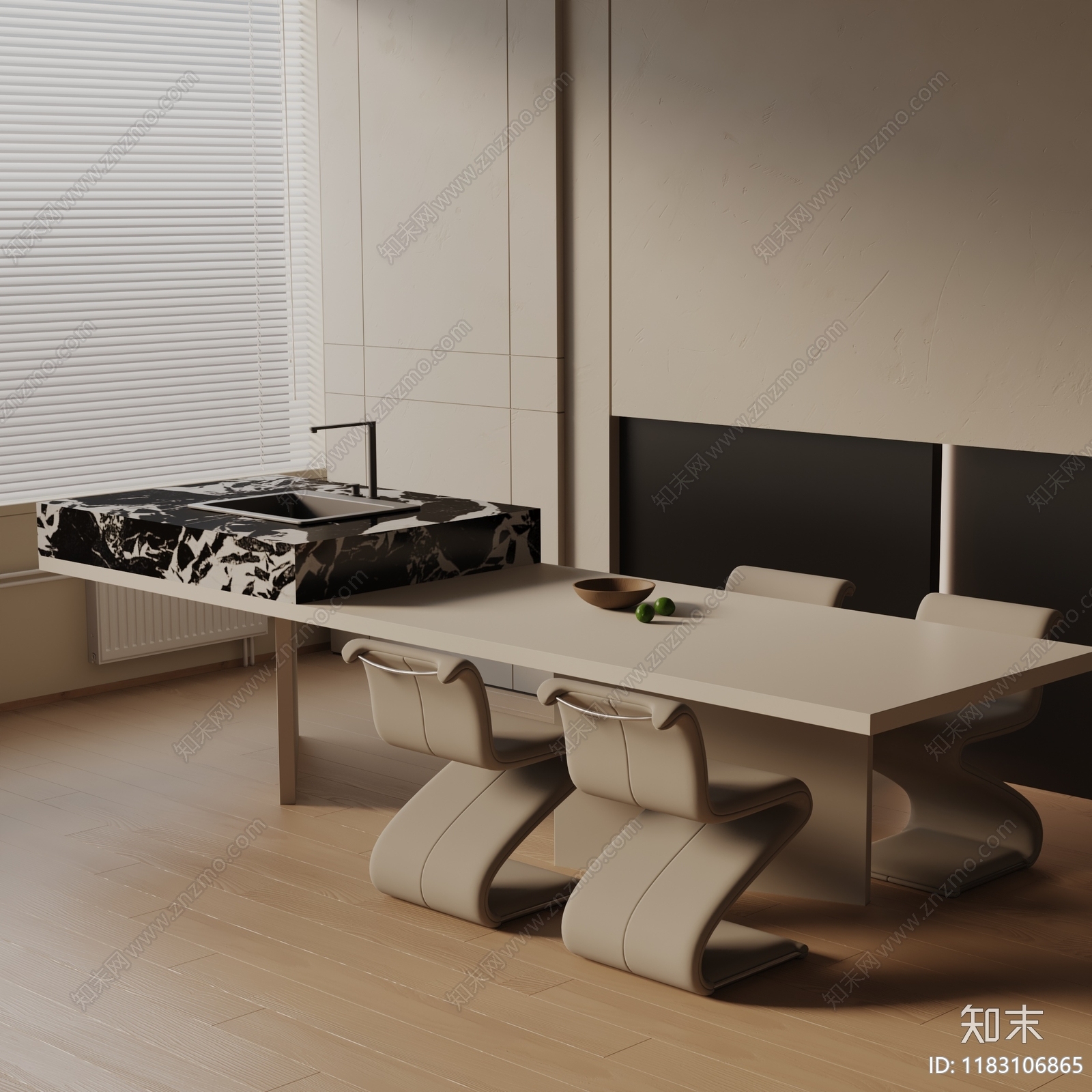 现代餐桌椅3D模型下载【ID:1183106865】