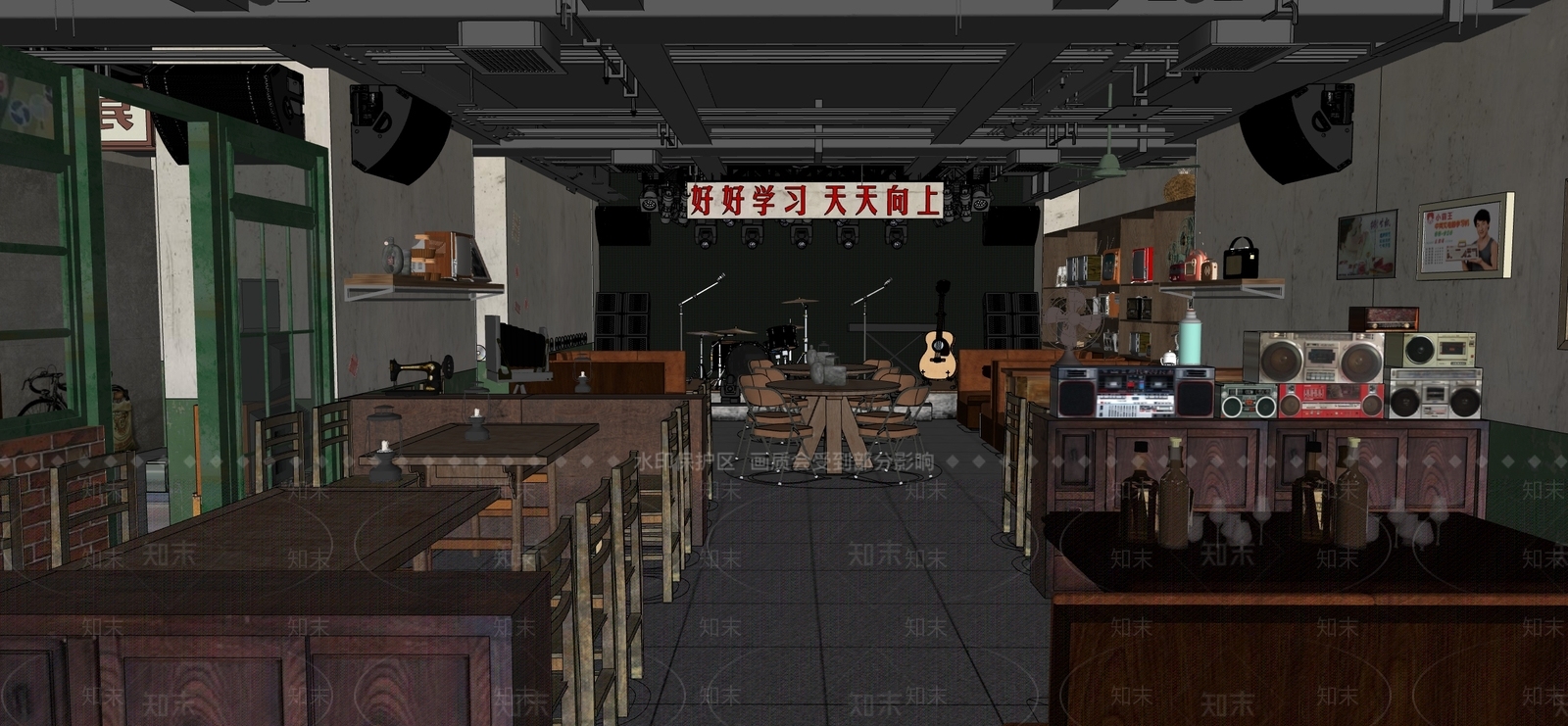 工业现代酒吧SU模型下载【ID:1183109650】