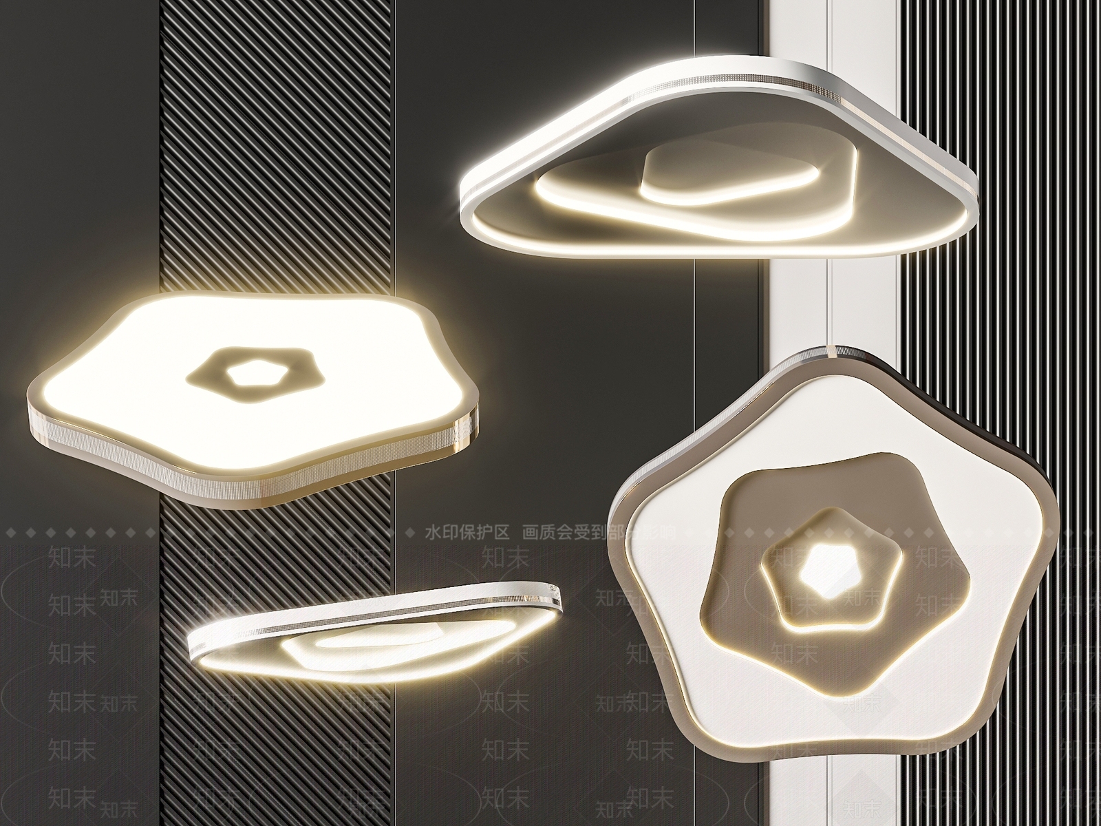 现代灯具组合3D模型下载【ID:1183113761】