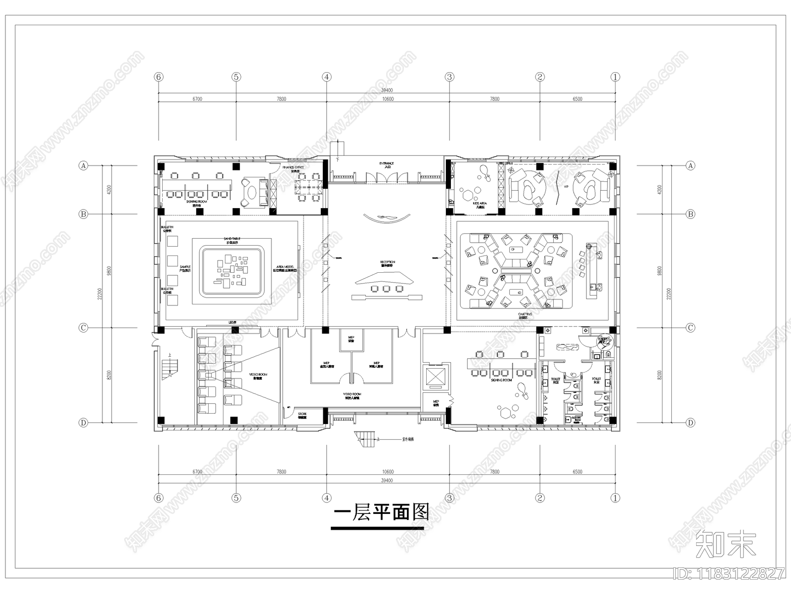 现代售楼处cad施工图下载【ID:1183122827】