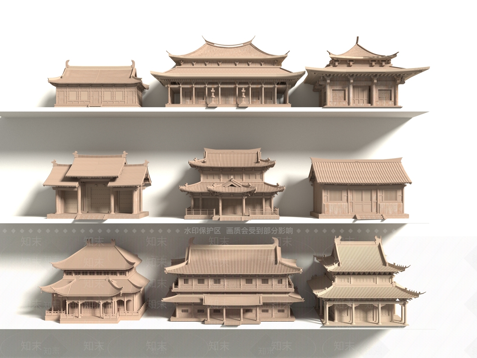中式古建筑SU模型下载【ID:1183124176】