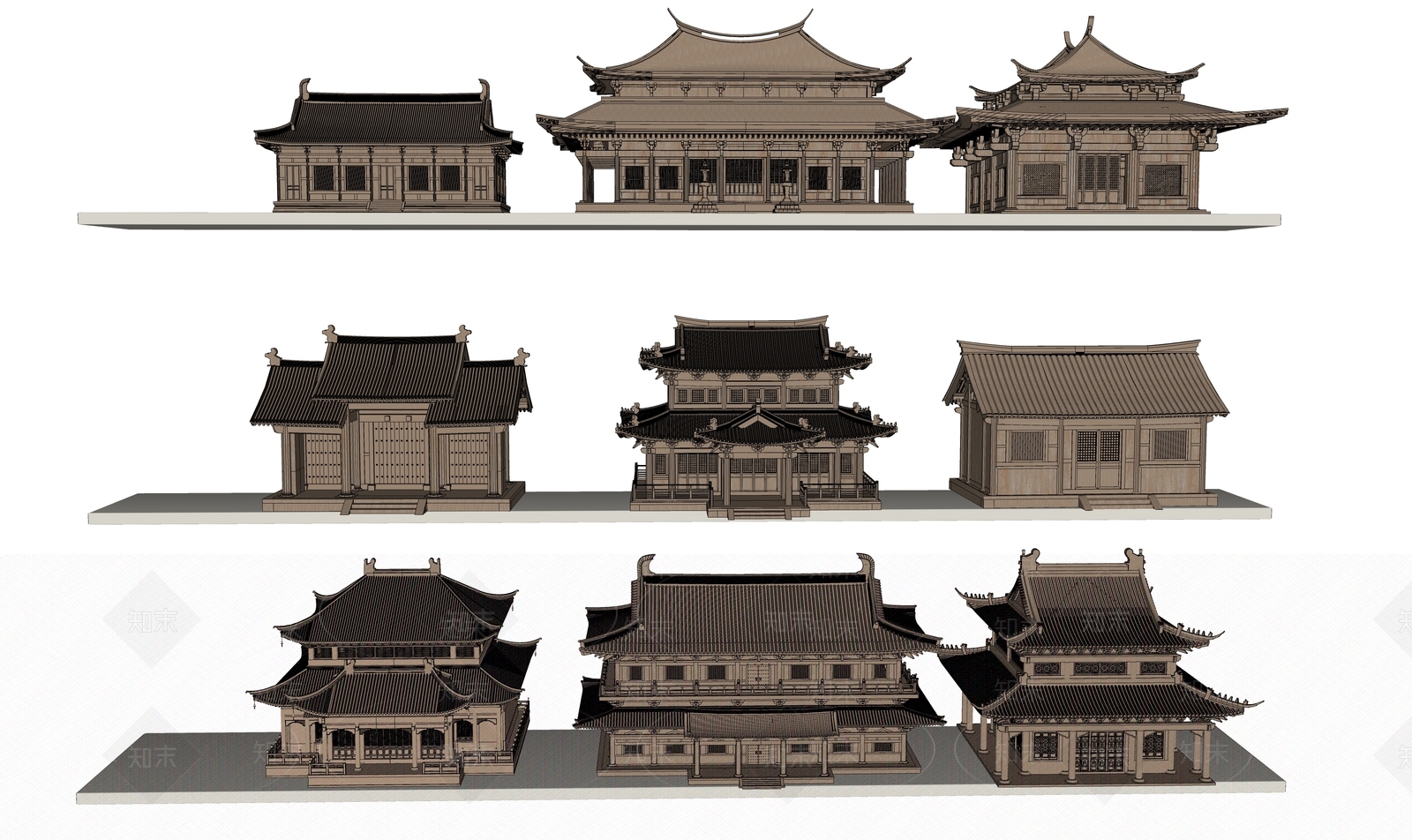 中式古建筑SU模型下载【ID:1183124176】