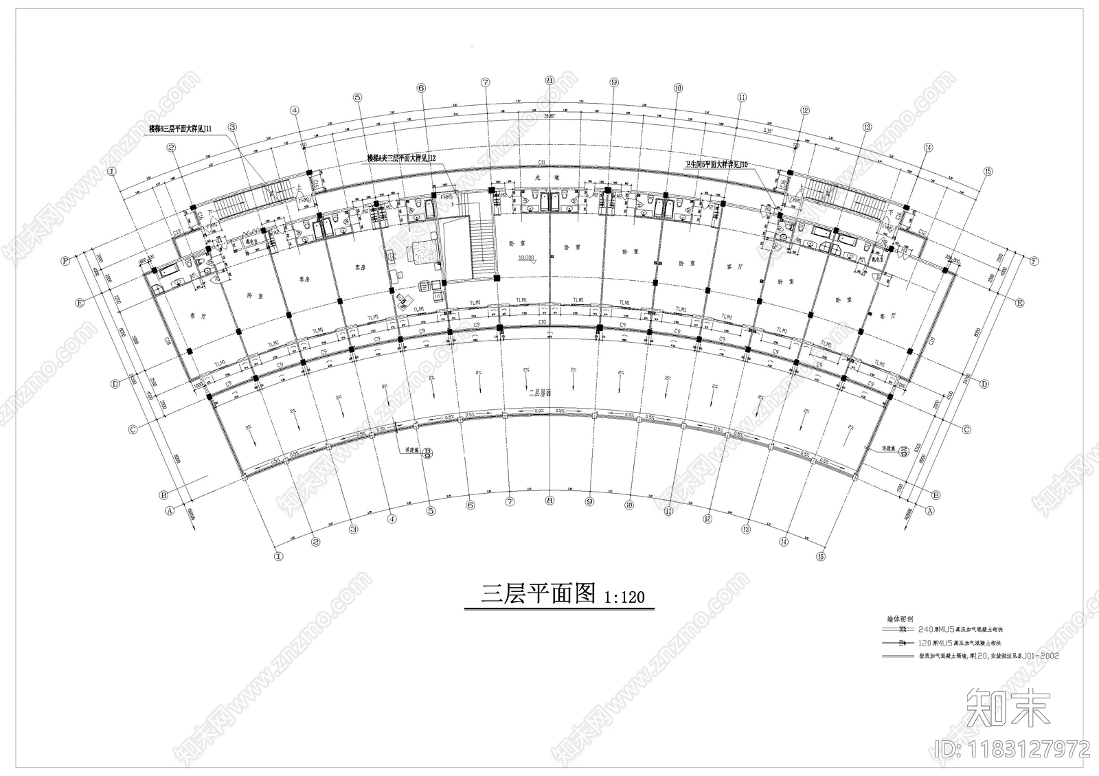 现代美式酒店建筑cad施工图下载【ID:1183127972】