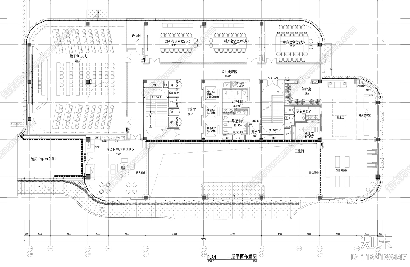 新中式现代整体办公空间cad施工图下载【ID:1183136447】