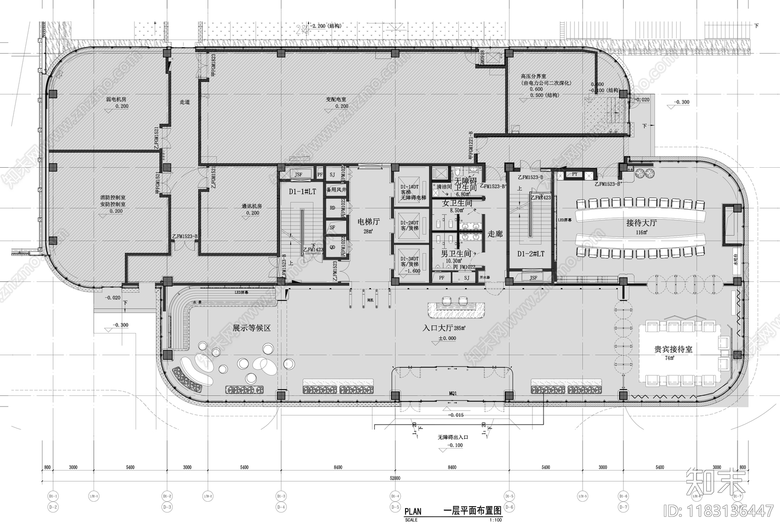 新中式现代整体办公空间cad施工图下载【ID:1183136447】