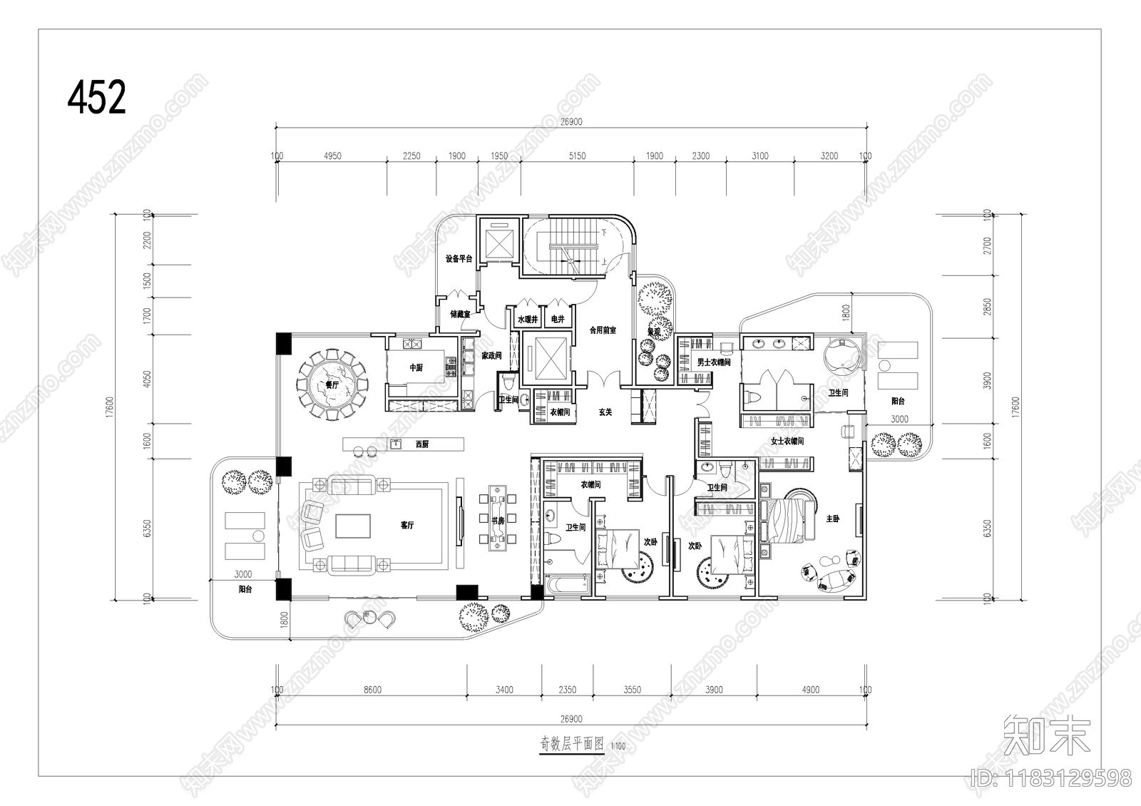 现代住宅楼建筑cad施工图下载【ID:1183129598】