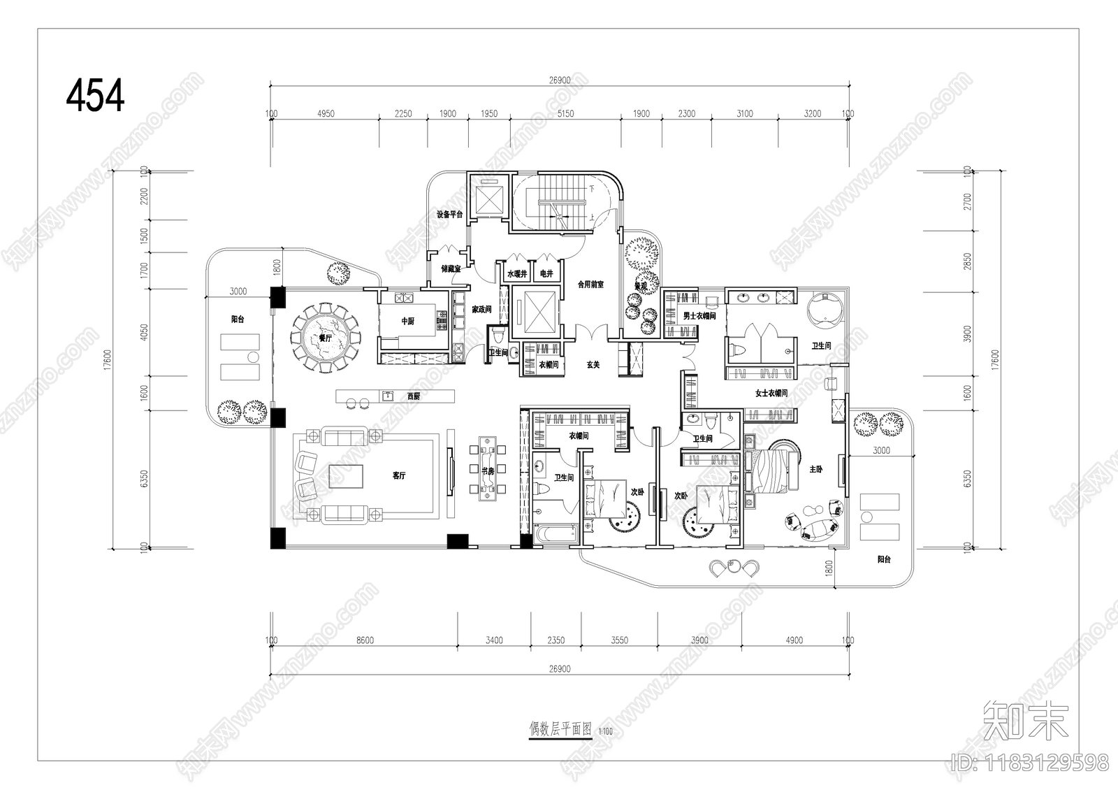 现代住宅楼建筑cad施工图下载【ID:1183129598】