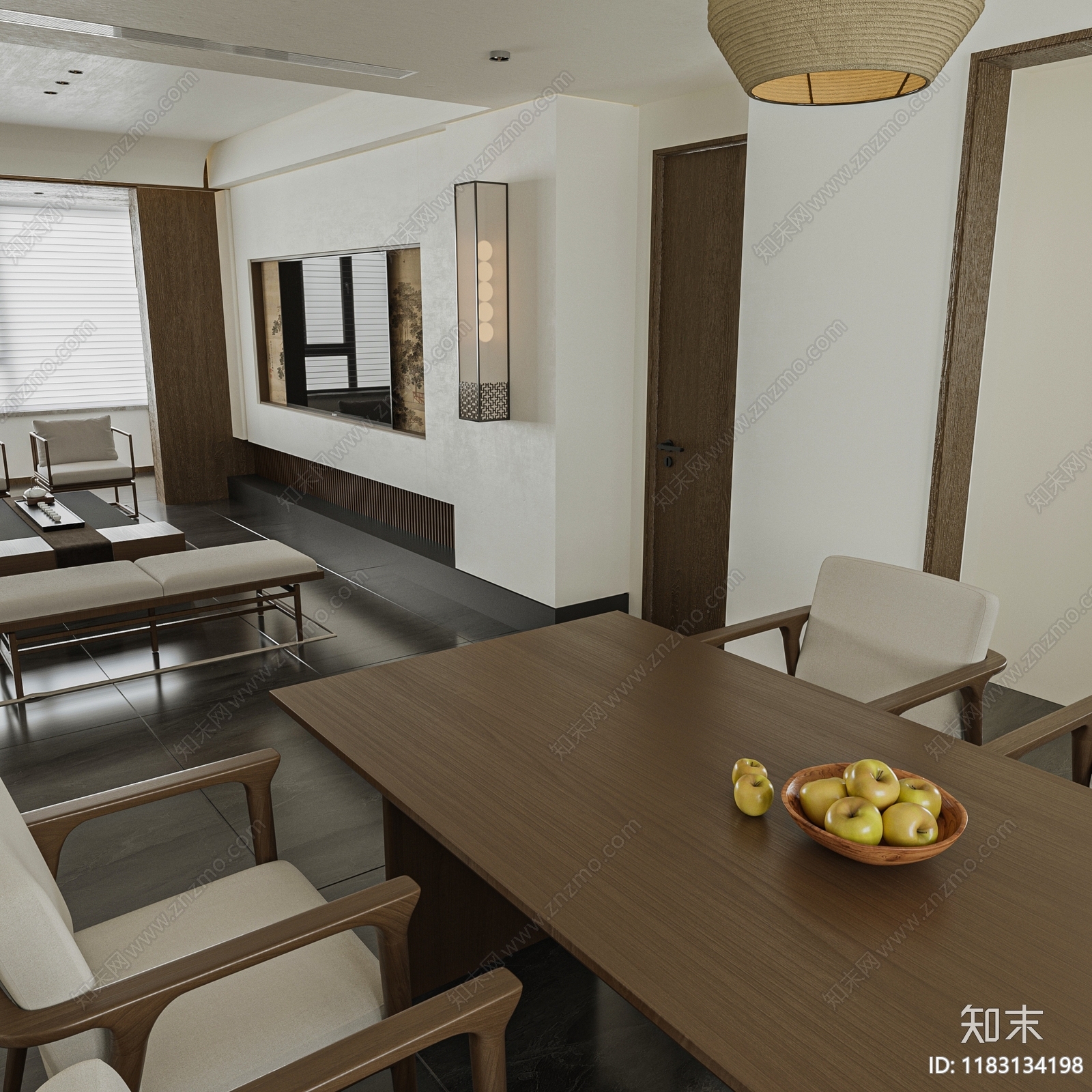 新中式客餐厅3D模型下载【ID:1183134198】