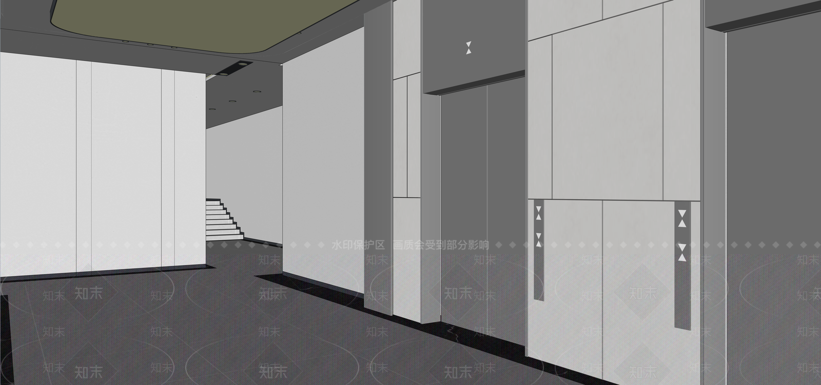 现代电梯厅SU模型下载【ID:1183134288】