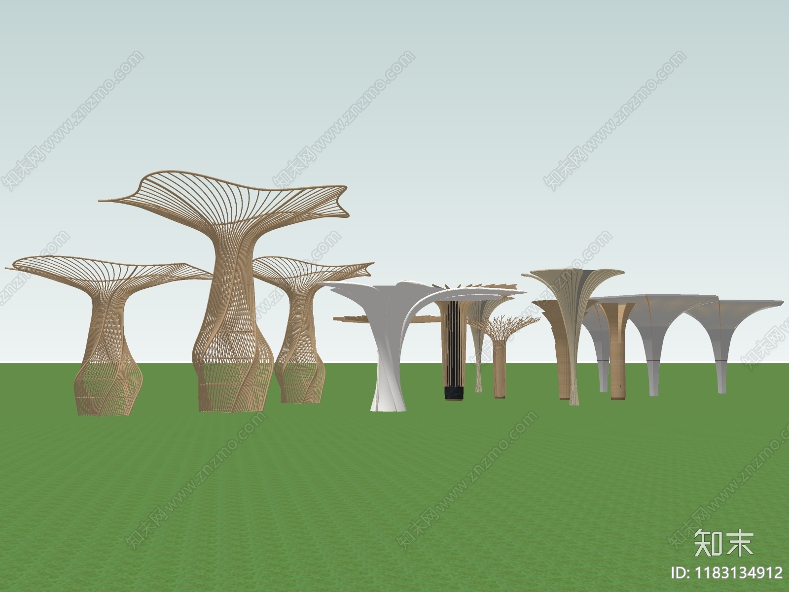 现代景观柱SU模型下载【ID:1183134912】