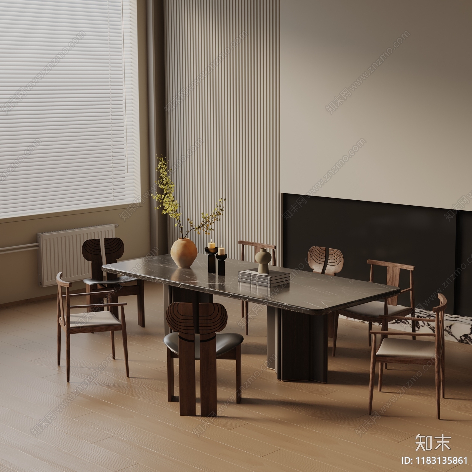 现代餐桌椅3D模型下载【ID:1183135861】