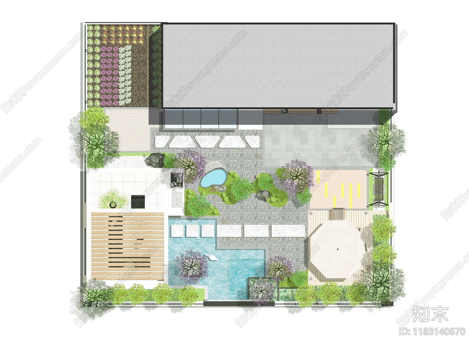 现代庭院施工图下载【ID:1183140670】