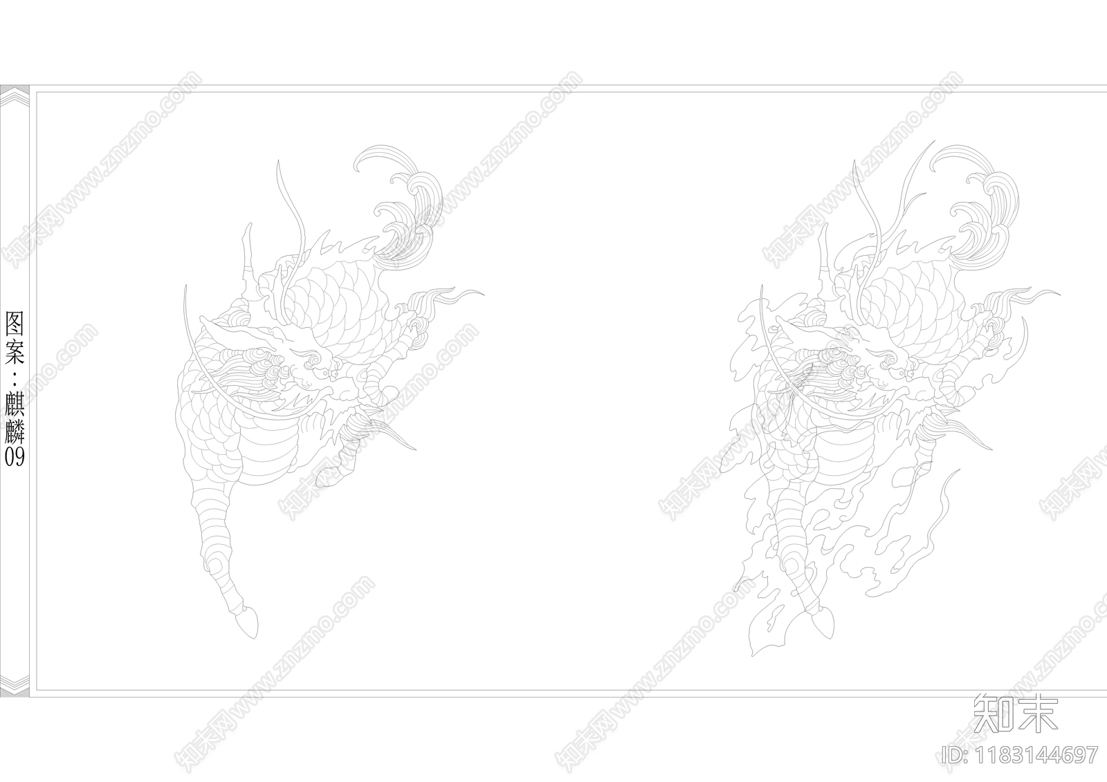 麒麟图案动态块合集cad施工图下载【ID:1183144697】