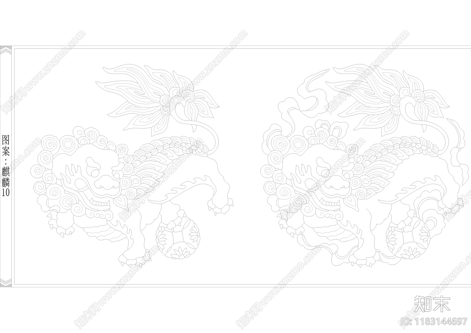 麒麟图案动态块合集cad施工图下载【ID:1183144697】