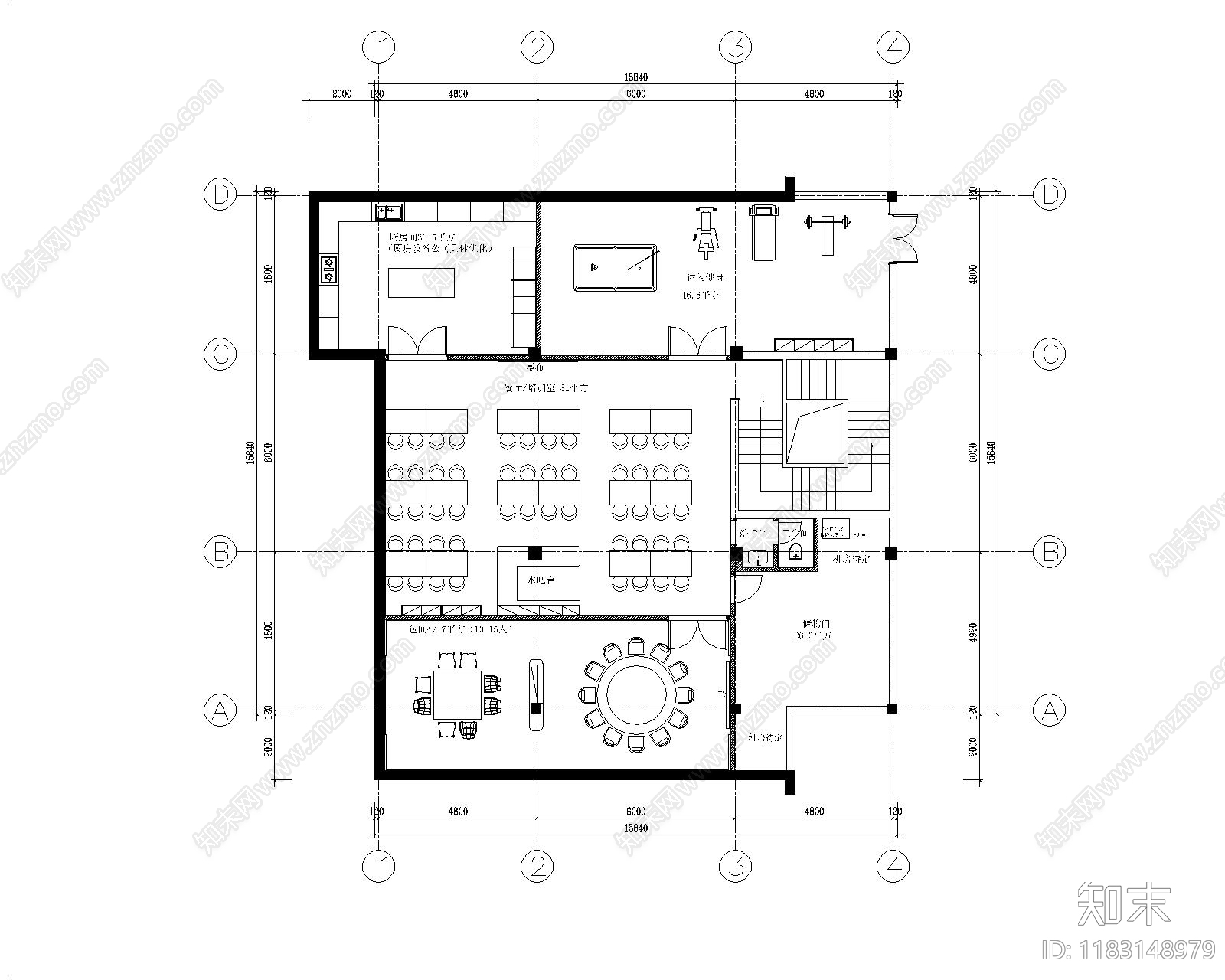 现代简约整体办公空间cad施工图下载【ID:1183148979】