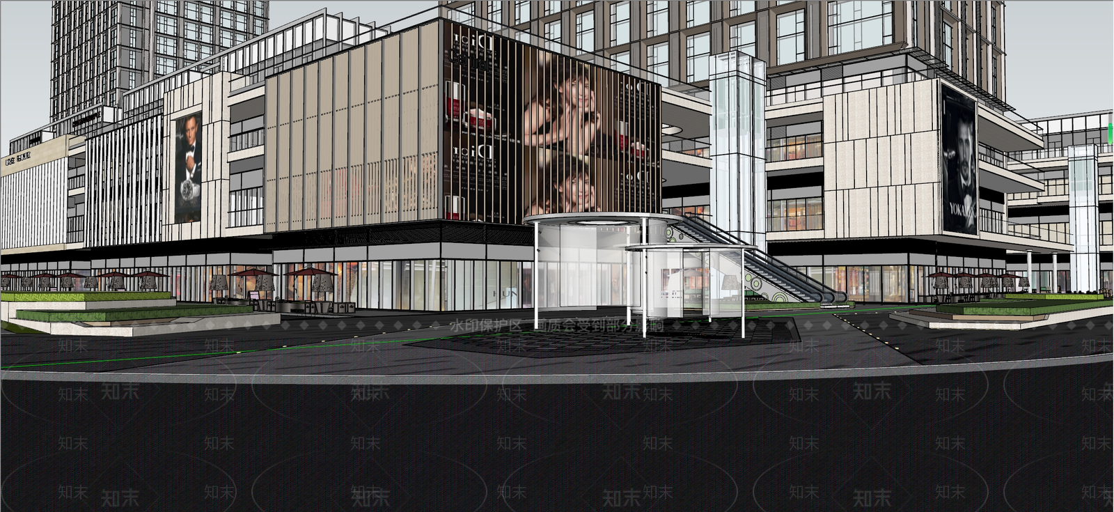 现代商业景观SU模型下载【ID:1183151276】