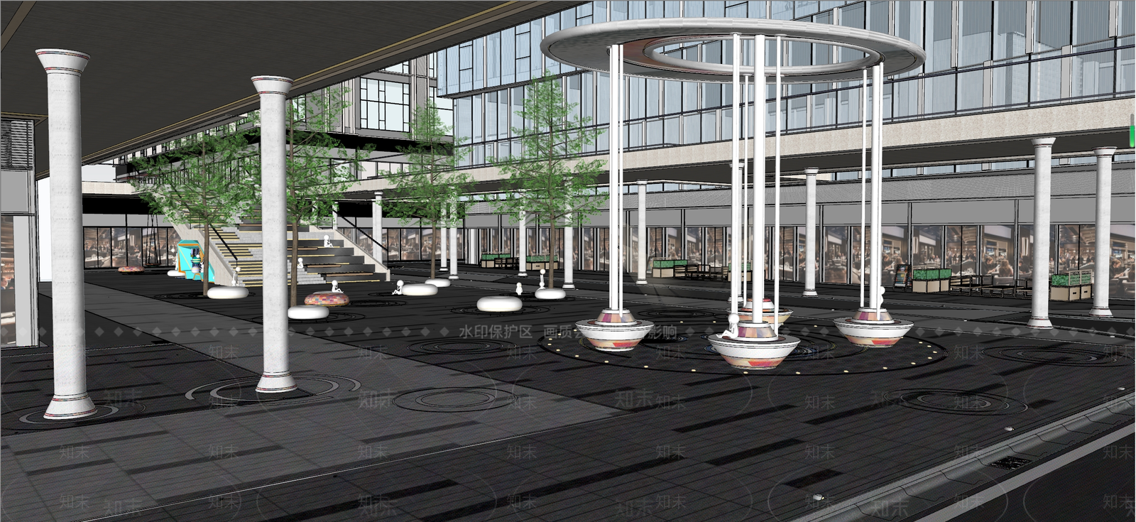 现代商业景观SU模型下载【ID:1183151276】