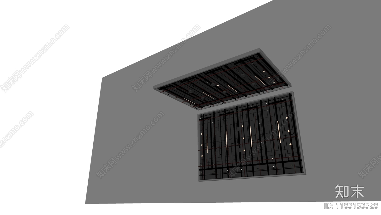 现代吊顶SU模型下载【ID:1183153328】
