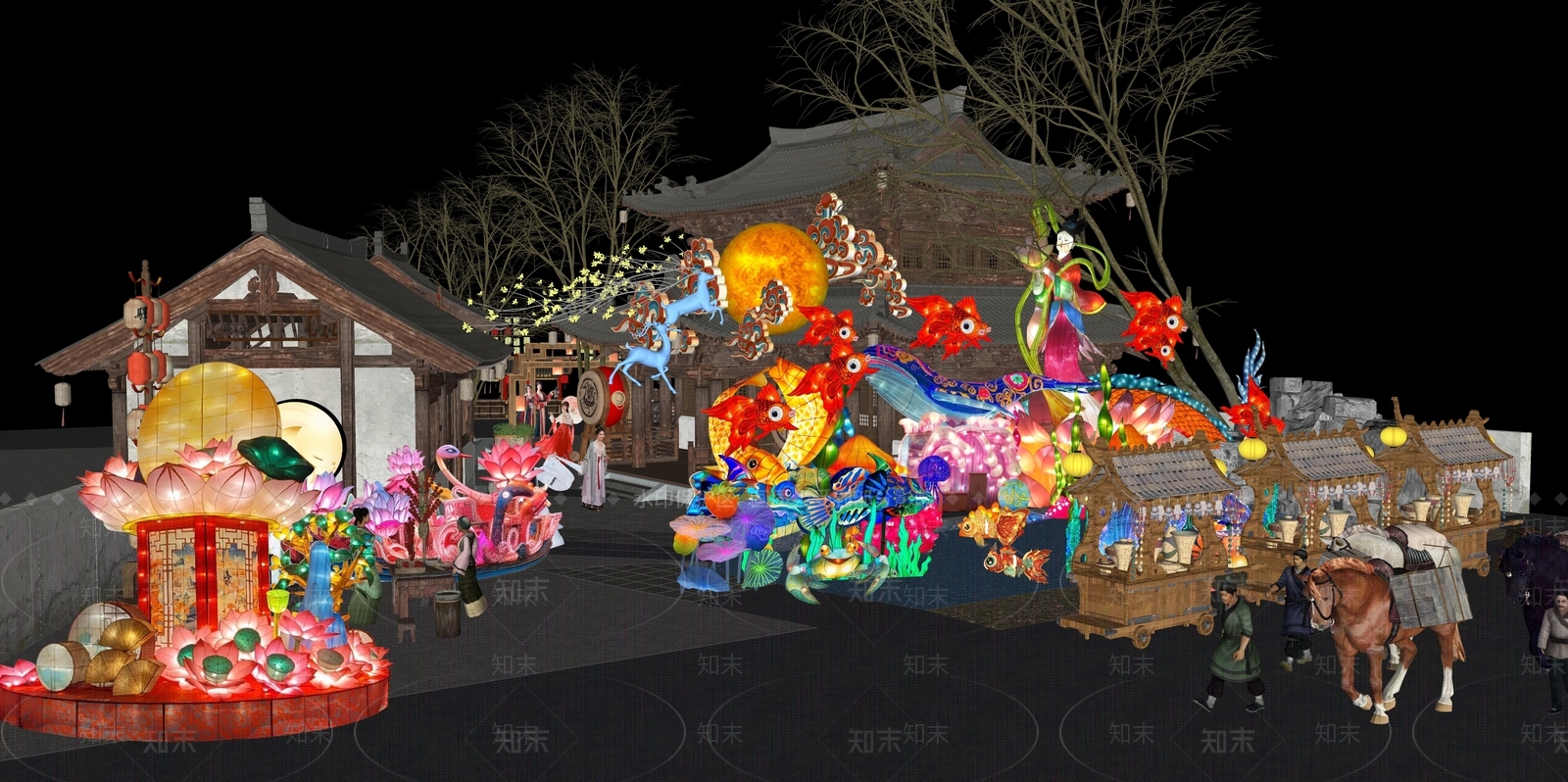 现代新中式商业景观SU模型下载【ID:1183153689】
