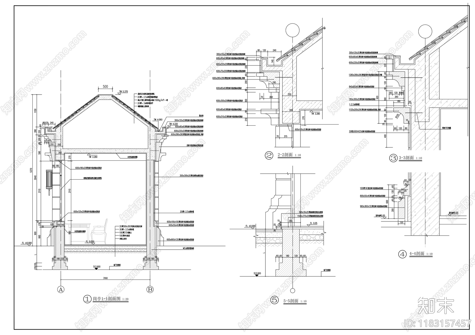 欧式门卫室建筑cad施工图下载【ID:1183157457】