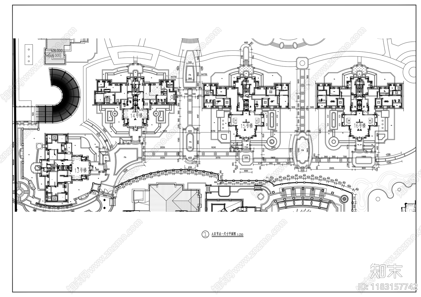 现代小区景观cad施工图下载【ID:1183157742】