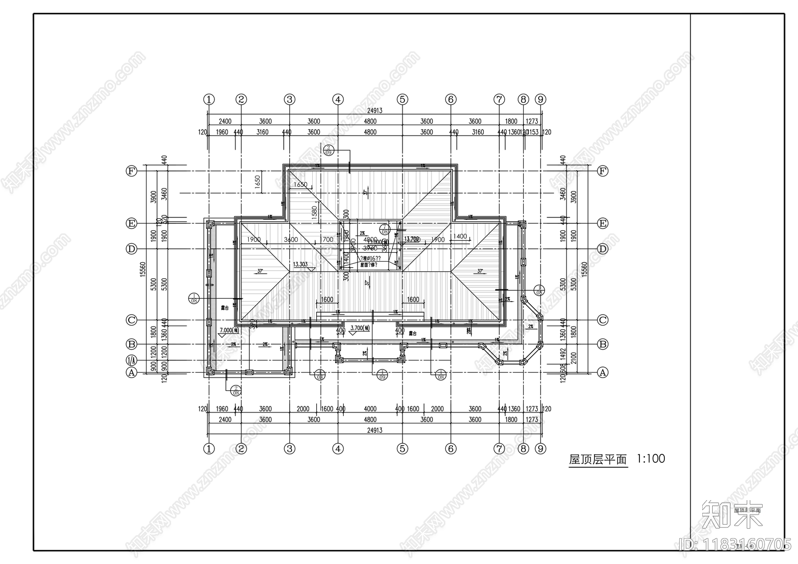 现代办公楼建筑cad施工图下载【ID:1183160705】