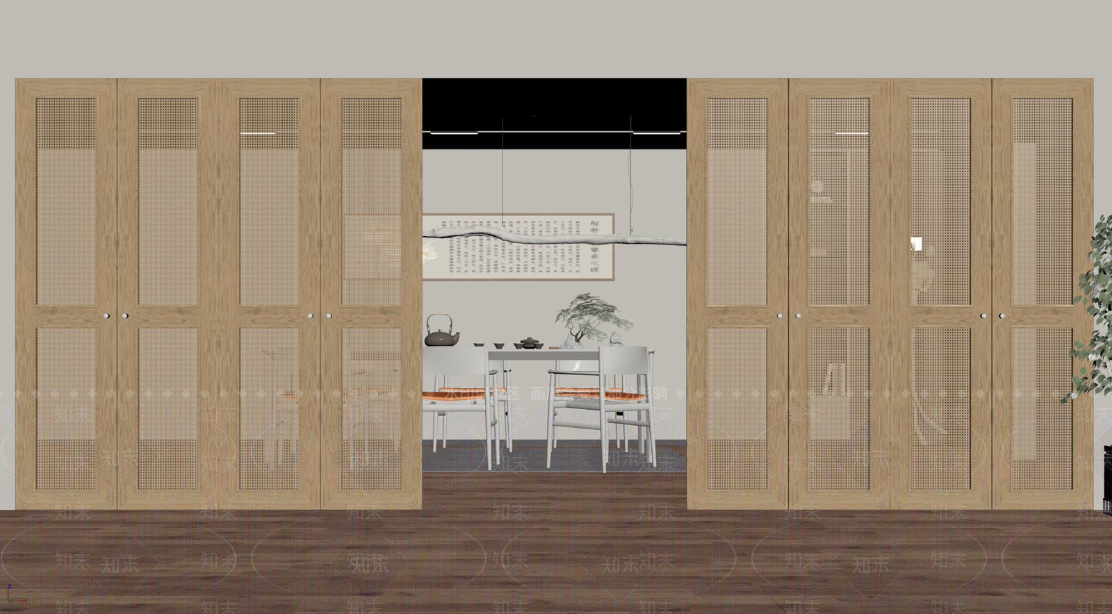 侘寂中古推拉门SU模型下载【ID:1183165548】