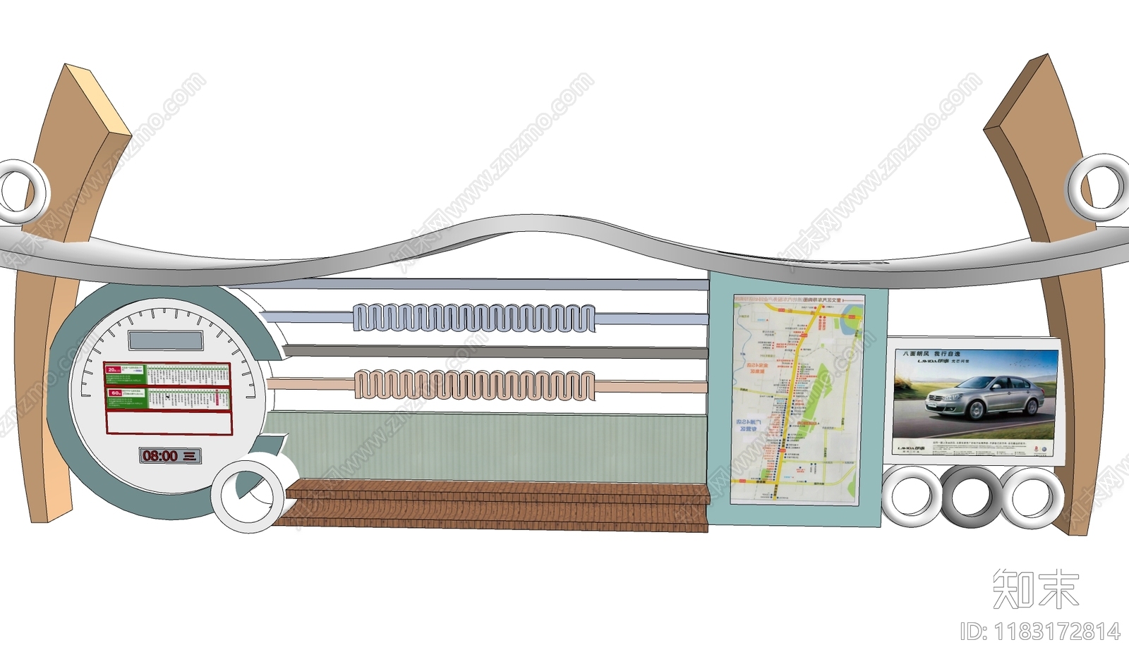 现代公交站台SU模型下载【ID:1183172814】