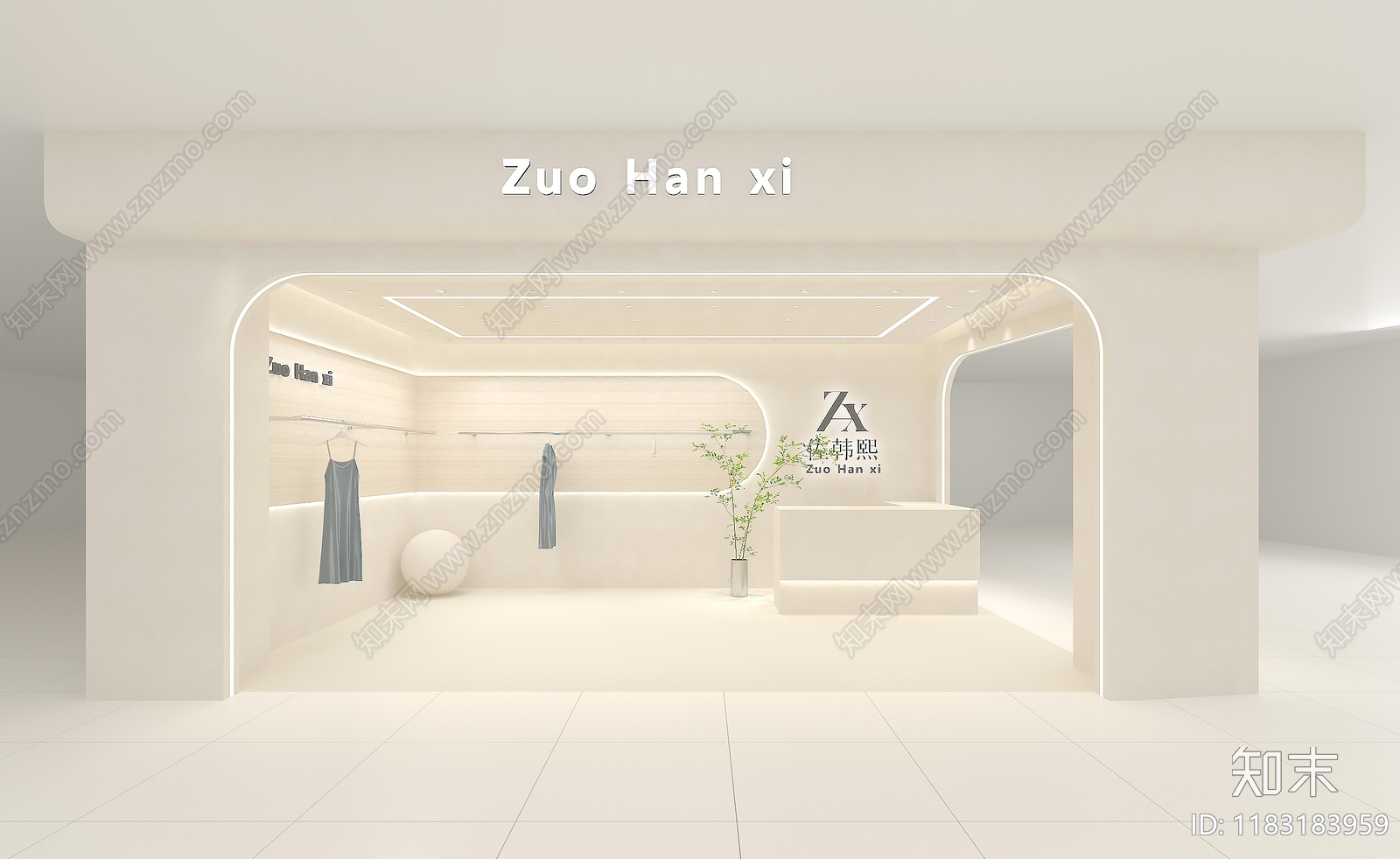 现代奶油服装店3D模型下载【ID:1183183959】