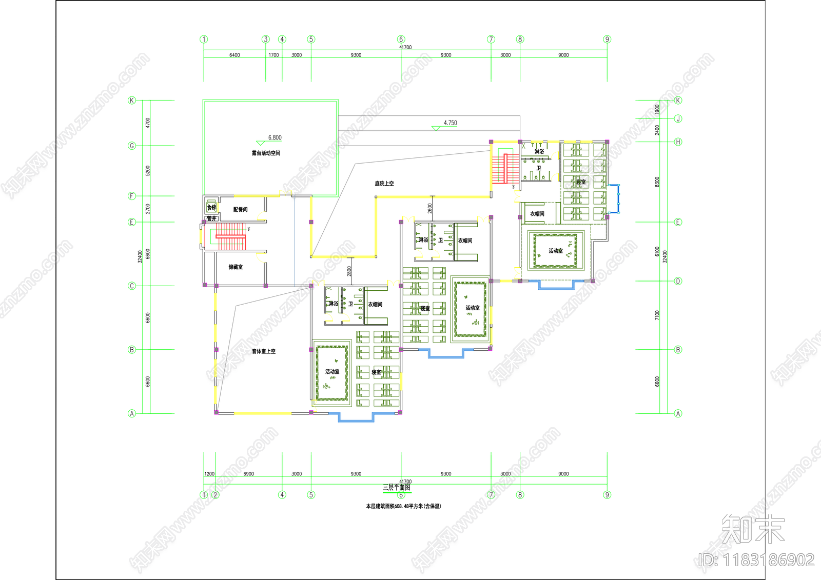 现代幼儿园建筑cad施工图下载【ID:1183186902】