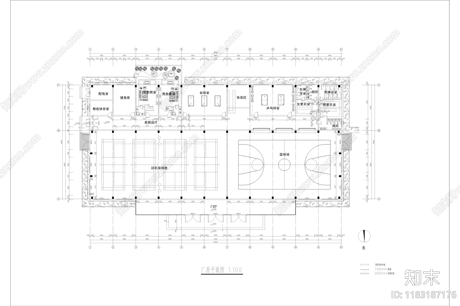 现代简约体育馆建筑施工图下载【ID:1183187176】