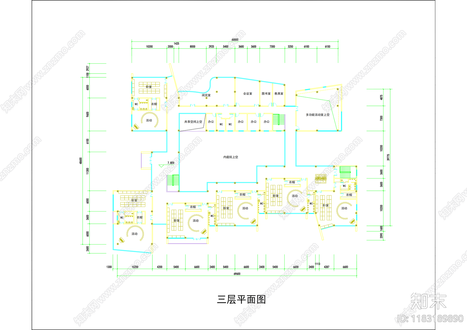 现代幼儿园建筑cad施工图下载【ID:1183189890】