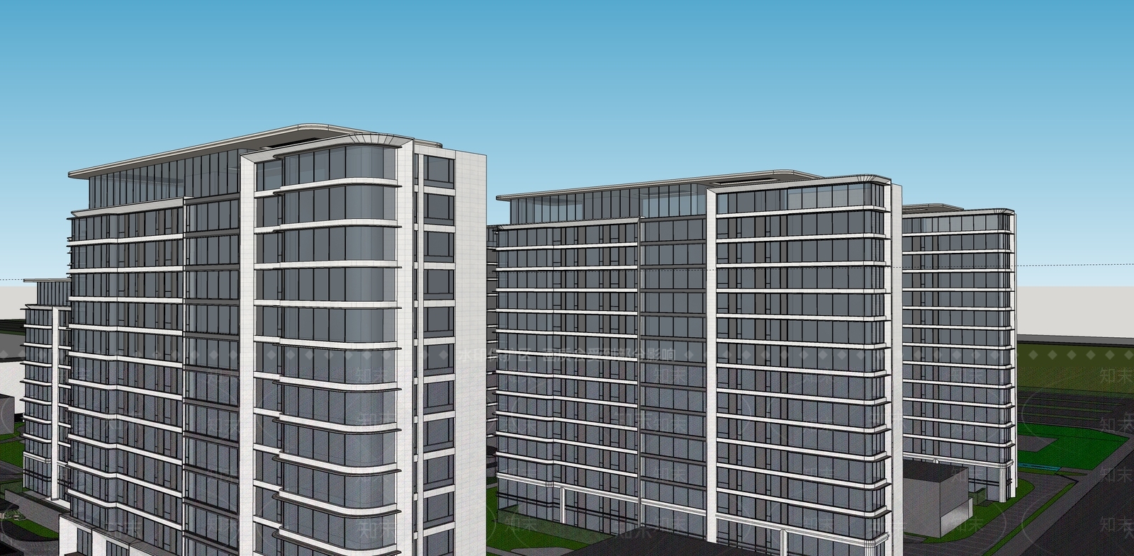 简约轻奢多层住宅SU模型下载【ID:1183189679】