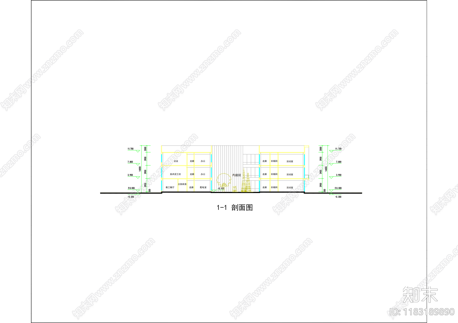 现代幼儿园建筑cad施工图下载【ID:1183189890】