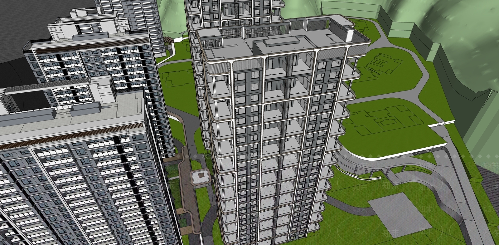 简约轻奢高层住宅SU模型下载【ID:1183191504】