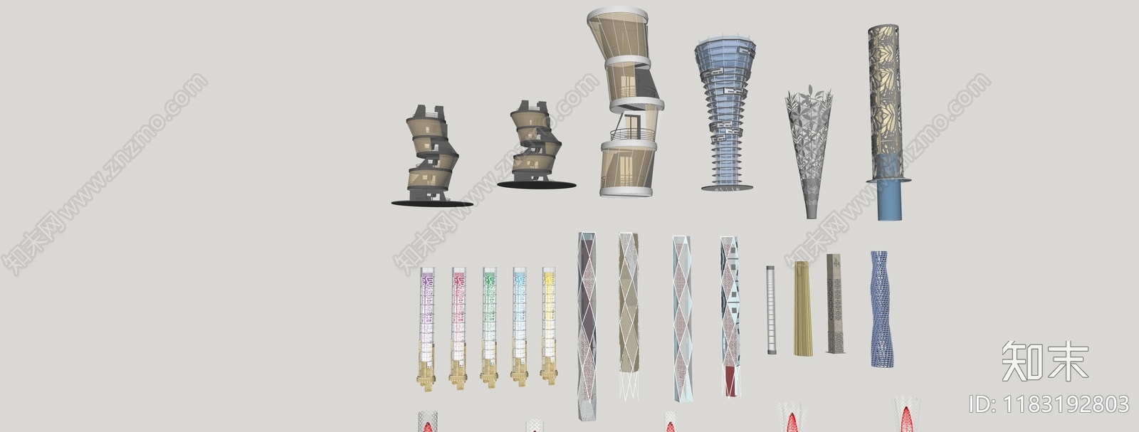 现代轻奢景观柱SU模型下载【ID:1183192803】