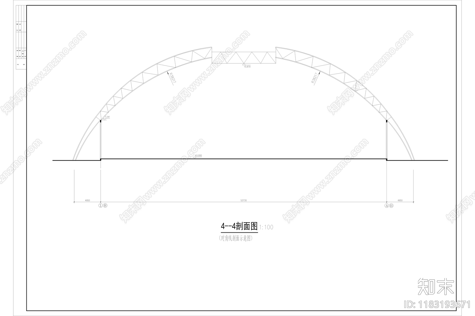 现代简约体育馆建筑cad施工图下载【ID:1183193671】