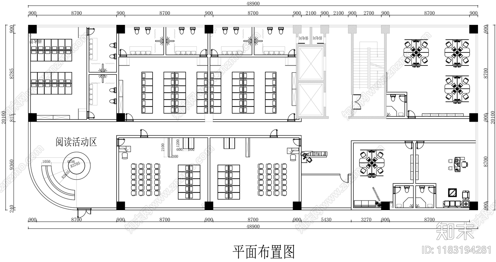 现代培训中心cad施工图下载【ID:1183194281】