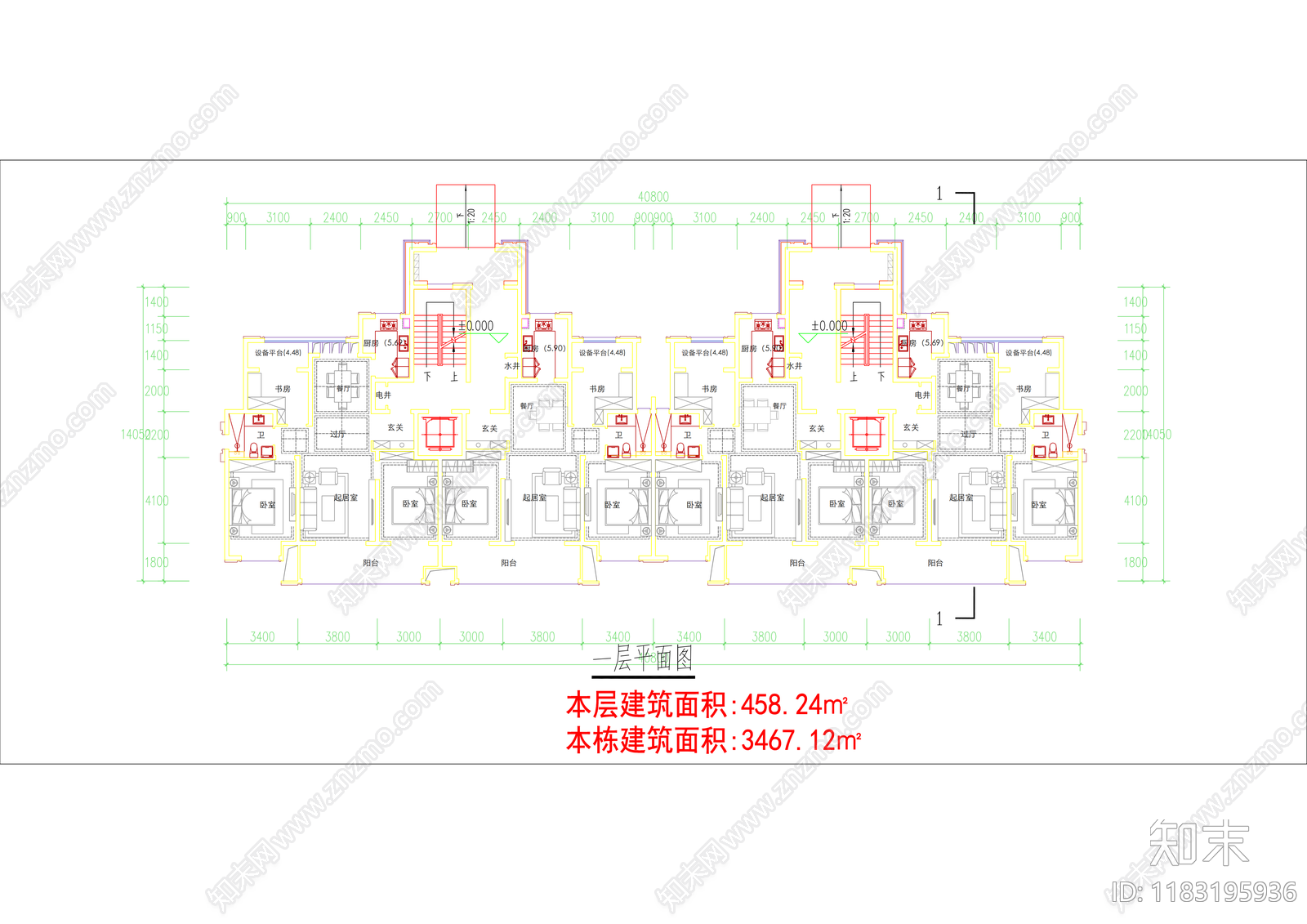 现代住宅楼建筑cad施工图下载【ID:1183195936】