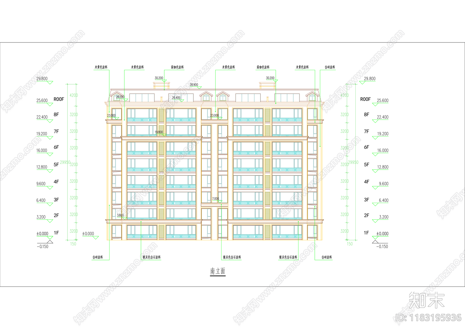 现代住宅楼建筑cad施工图下载【ID:1183195936】