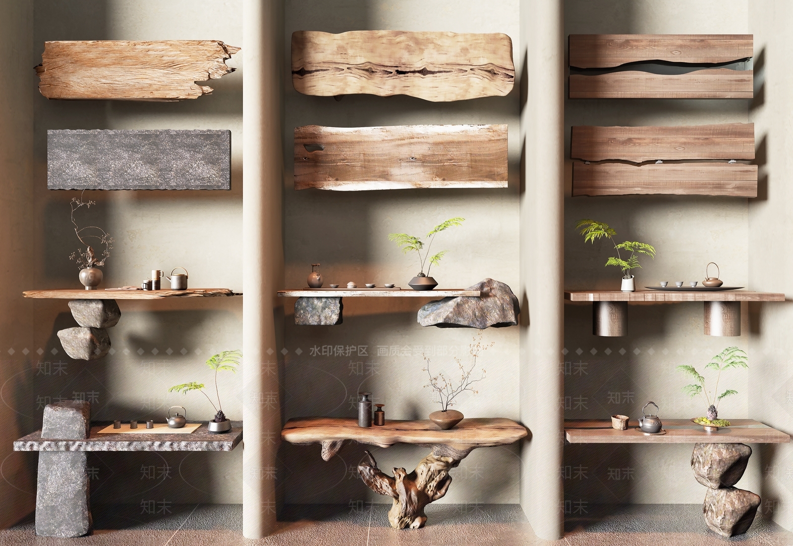 现代木头木板3D模型下载【ID:1183205213】