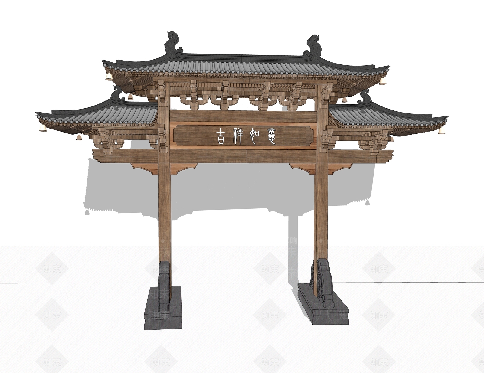 现代新中式牌坊牌楼SU模型下载【ID:1183206735】