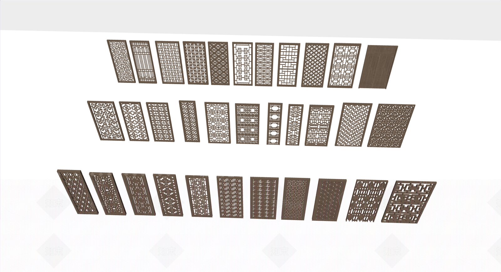 新中式中式镂花窗SU模型下载【ID:1183210475】