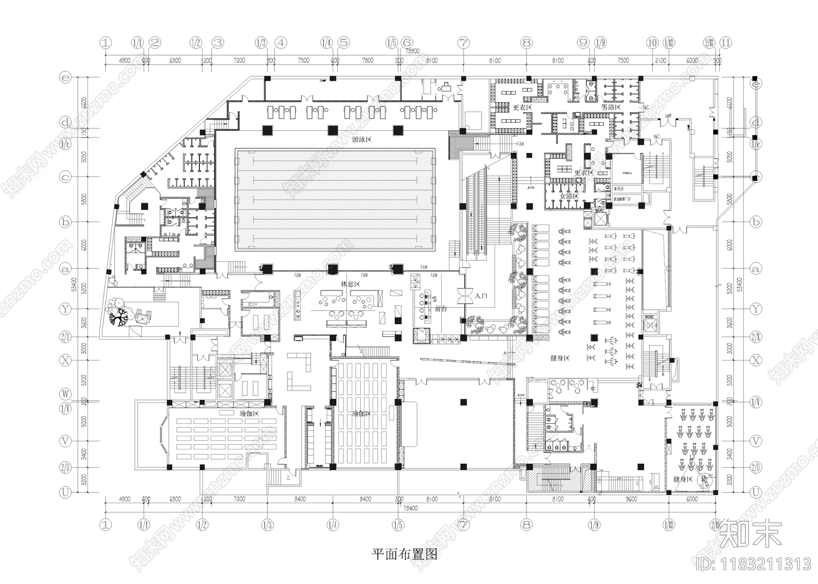 现代新中式会所cad施工图下载【ID:1183211313】